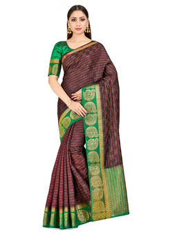 Mimosa - Multi-Color Kanjivaram Style Art Silk Saree With Unstitched Blouse