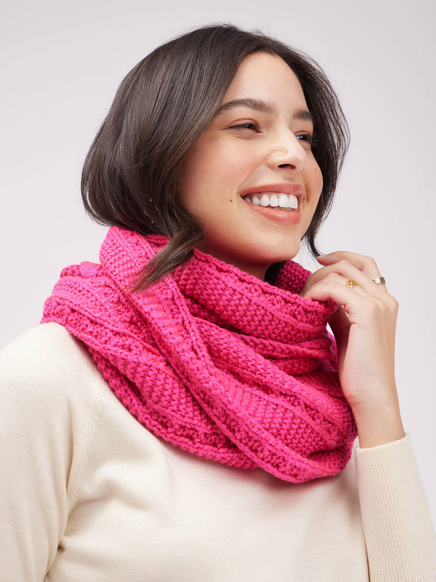 Buy FABLE STREET LivSoft Cable Knit Muffler - Fuchsia Online