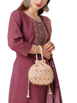 Lavie - Women's Noor Chevron Embroidered Small Potli (S)