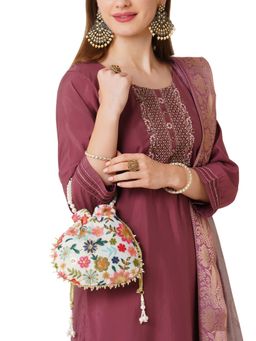Lavie - Women's Jiya Floral Embroidered Small Potli (S)
