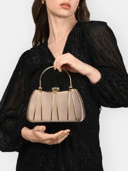 Lavie - Womens Rose Gold Star Framed Clutch with Detachable Strap (S)