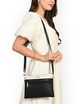 Lavie - Womens Black Colorblock Lucille Top Zip Sling Bag (M)