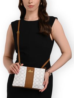Lavie - Women White Mono Lynn 2C Top Zip Sling Bag (M)