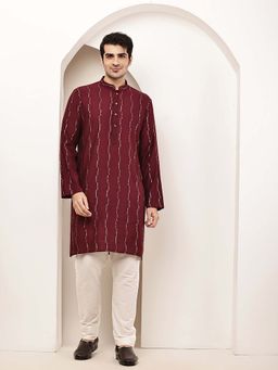 MULTI SHADES - Men's Onyx Maroon Kurta and Pyjama