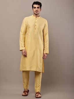 MULTI SHADES - Men's Yellow Straight Kurta and Pyjama