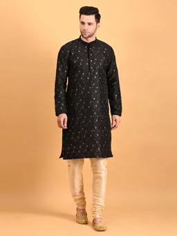 Uri and MacKenzie - Men Embroidered Black Kurta and Pyjama