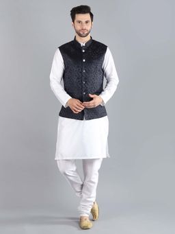 Uri and MacKenzie - Men White Kurta Pyjama with Nehru Jacket