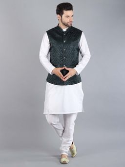 Uri and MacKenzie - Men White Kurta Pyjama with Nehru Jacket
