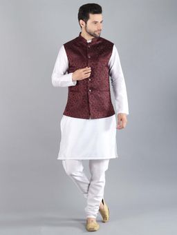 Uri and MacKenzie - Men White Kurta Pyjama with Nehru Jacket