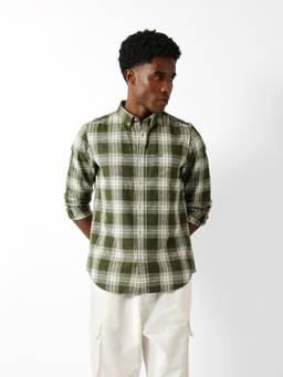 The Bear House - Men Checks Green Causal Shirt