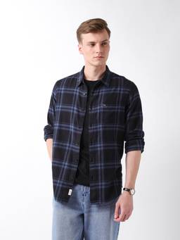 The Bear House - Men Blue Checks Causal Shirt