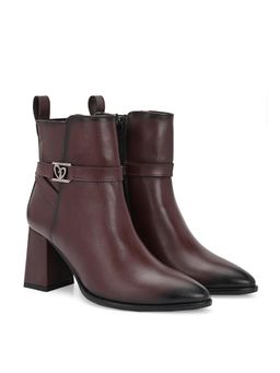 Delize - Women Burgundy High Heel Casual Boots