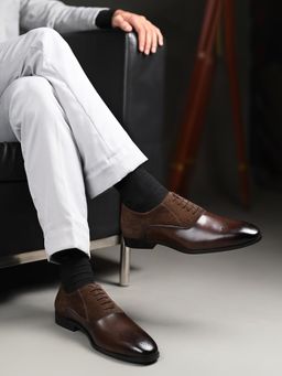 Louis Stitch - Men Brunette Brown Italian Crust Leather Formal Brogues