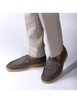 Monkstory - Men Yacht Club Penny Stitch Loafers - Grey