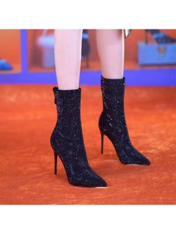 MISS MOSA BY AKANKSHA - Women Black Ruby Short Sequined Statement Casual Boots