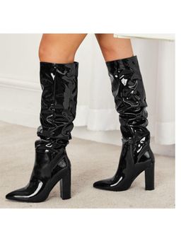 MISS MOSA BY AKANKSHA - Women Black Sophie Block Leather Casual Boots