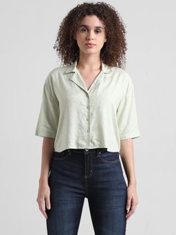 ONLY - Green Printed Cropped Shirt