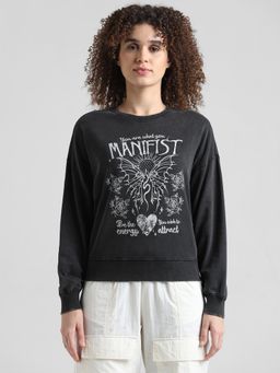 ONLY - Black Printed Washed Sweatshirt