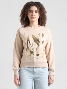 ONLY - Beige Foil Print Sweatshirt