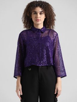 ONLY - Purple Sequin Detail Shirt