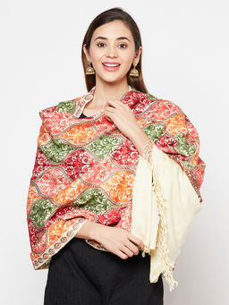 Safaa - Off White Embroidered Woolen Stole For Women