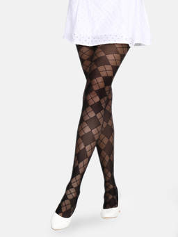 NEXT2SKIN - Womens Nylon Sheer Transparent Pattern Pantyhose Stocking Black