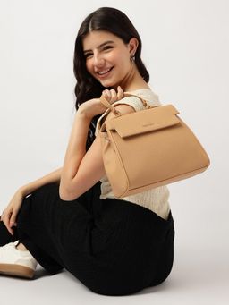 Fastrack - Brown Solid Pebbled Slingbag with Detachable Strap