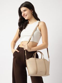 Fastrack - Beige Solid Urban Chic Slingbag with Detachable Strap