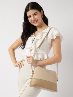 Fastrack - Beige Solid Velvet Touch Sling
