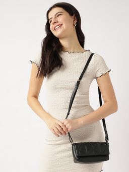 Fastrack - Black Textured Cloud Quilt Sling Bag