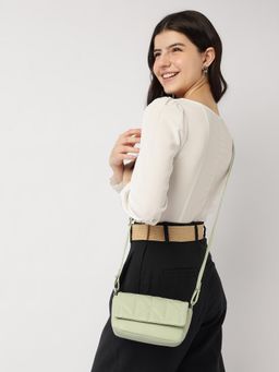 Fastrack - Green Textured Cloud Quilt Sling Bag
