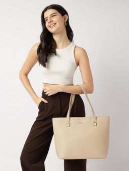 Fastrack - Beige Textured Power Carry Handbag