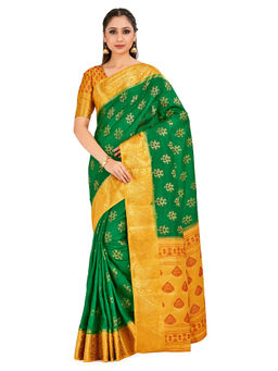 Mimosa - Green Paithani Style Art Silk Saree With Unstitched Blouse