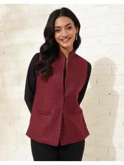 Fabindia - Maroon Viscose Silk Waist Length Jacket