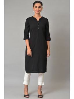 Aurelia - Black Sheer Sucker Summer Basic Kurta