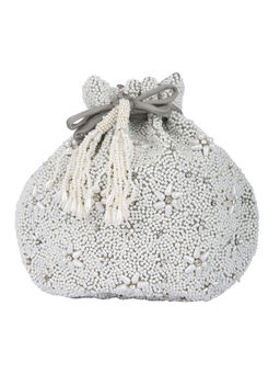 5 Elements by Radhika Gupta - White Handcrafted Potli