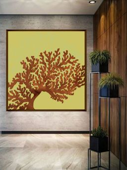 The Art House - Green Brown Abstract Framed Wall Painting