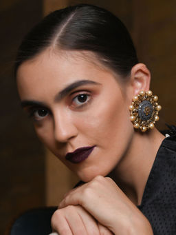 Odette - Circular Grey Rhinestone Earring