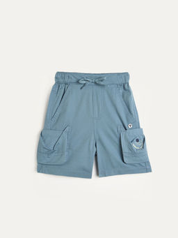 Blue Giraffe - Blue Cotton Solid Shorts