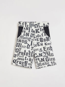 Blue Giraffe - White Cotton Printed Shorts