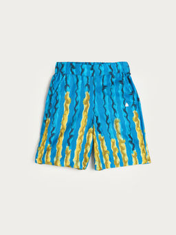 Blue Giraffe - Blue Cotton Printed Shorts