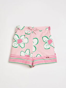 Blue Giraffe - Pink Cotton Printed Shorts