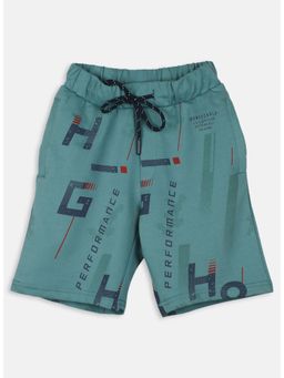 Monte Carlo - Green Cotton Blend Printed Shorts