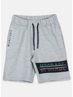 Monte Carlo - Grey Cotton Blend Typography Shorts