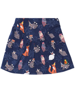Avokiddos - Blue Cotton Printed Skirt