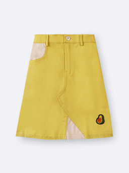 Avokiddos - Yellow Cotton Solid Skirt