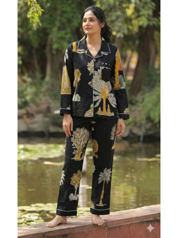 Tittertots - Handcrafted Black Jungle Palm Tree Shirt with Pyjama