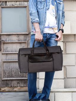 The Clownfish - 35L Faux Leather Unisex Travel Duffle Bag with Detachable Belt