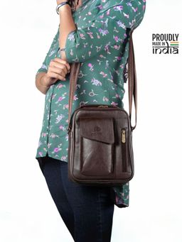 The Clownfish - Asset Faux Leather Unisex Crossbody Sling Bag