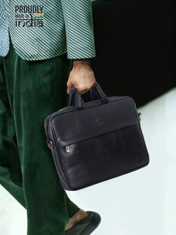 The Clownfish - Faux Leather 15.6 Inch Laptop Messenger Bag with Detachable Belt